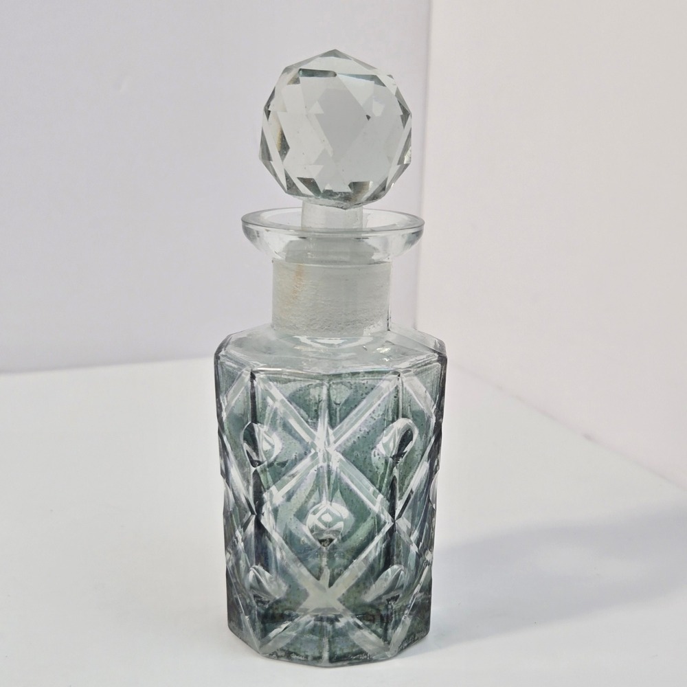 Two's Company Vintage Glass Perfume Bottle Octagon Diamond Cut Crystal Stopper